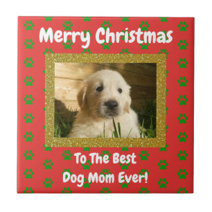 Julens bästa Hund Mamma någonsin Pet Photo Kakelplatta