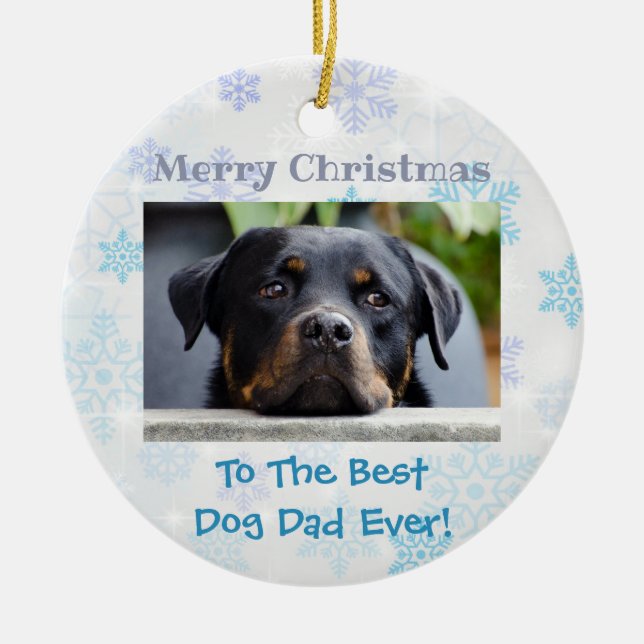 Julens bästa Hund Pappa någonsin Foto Julgransprydnad Keramik (Framsidan)