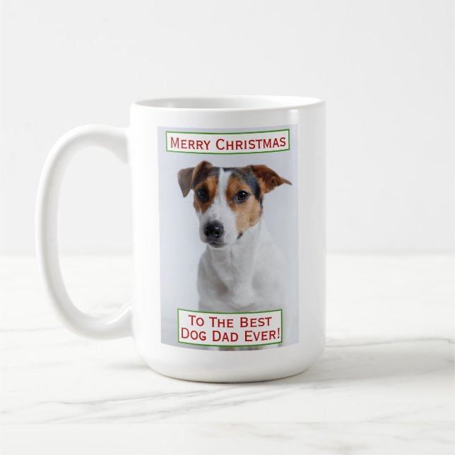 Julens bästa Hund Pappa någonsin Pet Photo Kaffemugg (Vänster)