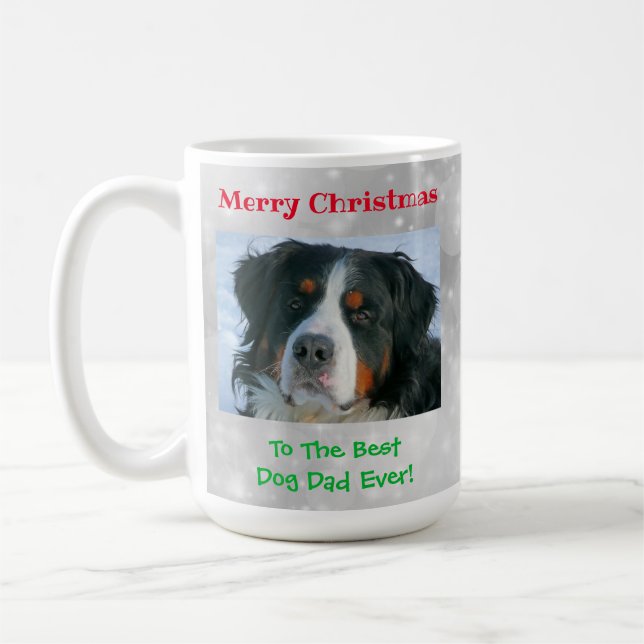 Julens bästa Hund Pappa någonsin Pet Photo Kaffemugg (Vänster)