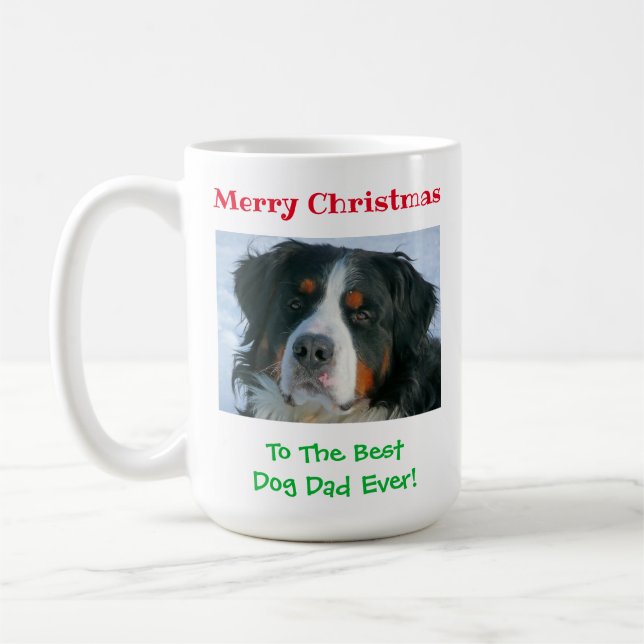 Julens bästa Hund Pappa någonsin Pet Photo Kaffemugg (Vänster)