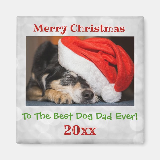 Julens bästa Hund Pappa någonsin Pet Photo Magnet (Framsidan)