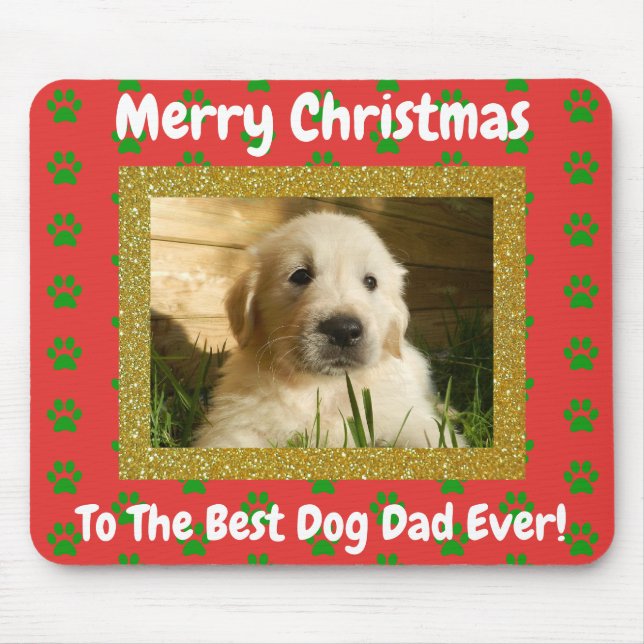Julens bästa Hund Pappa någonsin Pet Photo Musmatta (Framsidan)