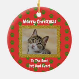Julens bästa Kat Pappa någonsin Pet Photo Julgransprydnad Keramik