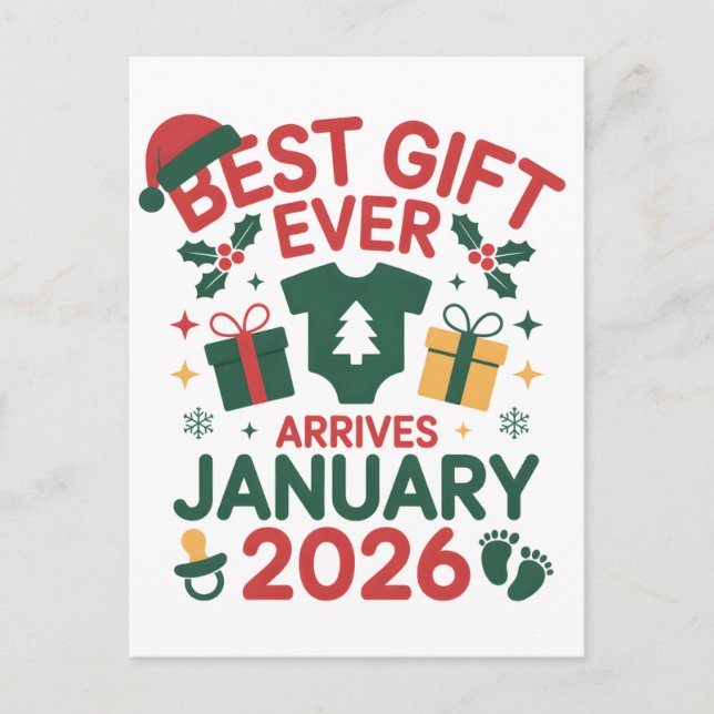 Julens Bästa Presenter Anländer Januari 2026 Par Meddelande Vykort (Framsida)