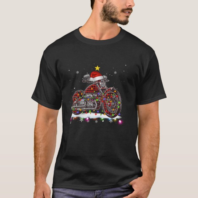 Julens Biker Red Pput Motorcle Santa Hat Lif T Shirt (Framsida)