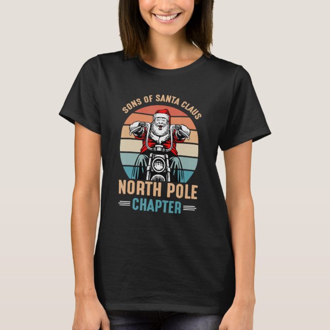 Julens Biker Sons of Santa Anarchy North Pole C T Shirt (Framsida)
