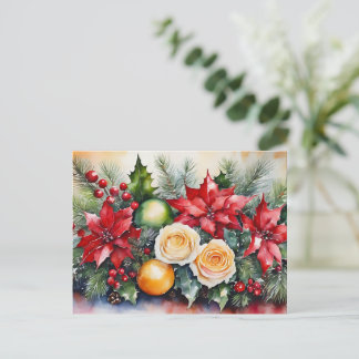 Julens Blommigt Arrangemang Helg Vykort