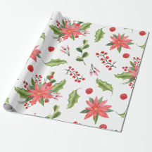 Julens Blommigt Berries Mönster Wrapping Papper