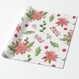 Julens Blommigt Berries Mönster Wrapping Papper Presentpapper