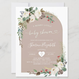 Julens Blommigt Boho Arch Baby Shower-inbjudan Inbjudningar