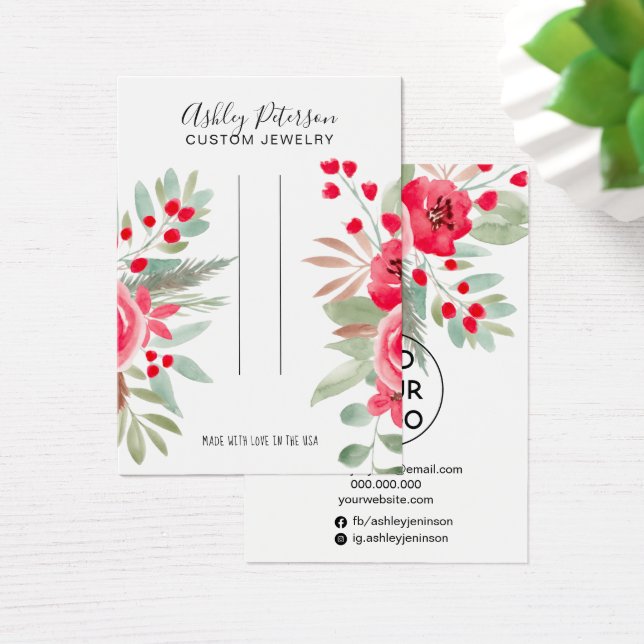 Julens blommigt chic smyckethår visning visitkort (Skivbord)