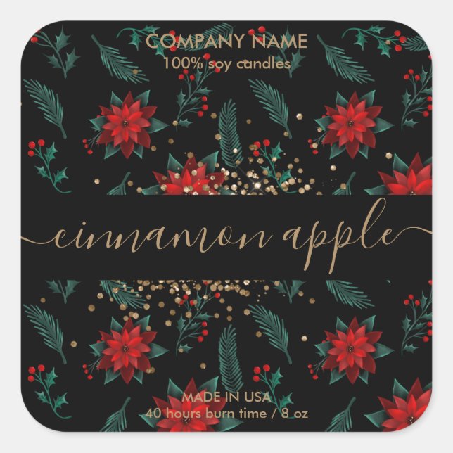 Julens Blommigt Etikett för ljus (Framsida)