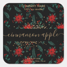 Julens Blommigt Etikett för ljus