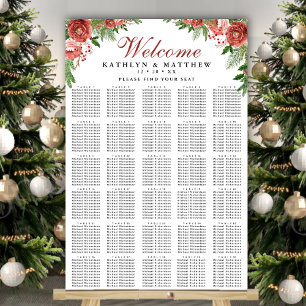 Julens Blommigt Foliage Bröllop 30 Bord Sittplats Poster