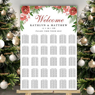 Julens Blommigt Foliage Bröllop 30 Bord Sittplats Poster