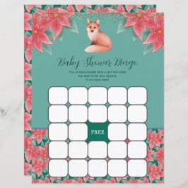 Julens Blommigt Fox Baby Shower Bingo Game