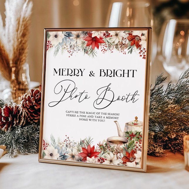 Julens Blommigt Helgdag Tea Party Photo Booth Poster (Skapare uppladdad)