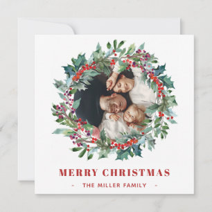 Julens Blommigt Holly och bärodret 2 Foton Julkort