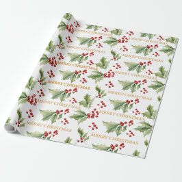 Julens Blommigt Holly Red Berries Presentpapper