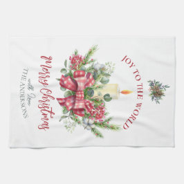 Julens blommigt Joy till världens ljusbåge Kökshandduk