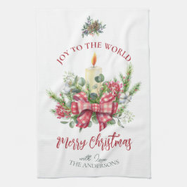 Julens blommigt Joy till världens ljusbåge Kökshandduk