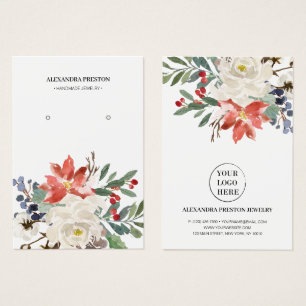 Julens Blommigt Juvelry Earring Visning Card Visitkort