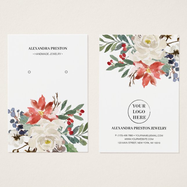 Julens Blommigt Juvelry Earring Visning Card Visitkort (Framsida & baksida)