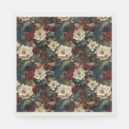 Julens Blommigt med White Flowers & Greenery Pappersservett