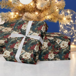 Julens Blommigt med White Flowers & Greenery Presentpapper