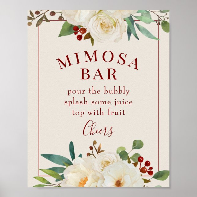 Julens Blommigt Mimosa Pub Sign Poster (Framsidan)