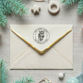 Julens Blommigt Patterner Reindeer Returadress Stämpel