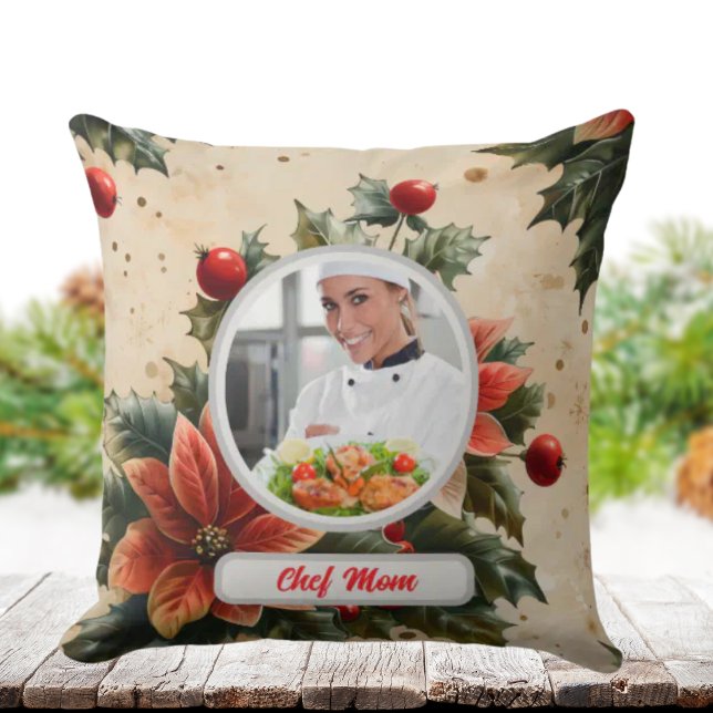 Julens Blommigt Personlig Chef Mamma Photo Kudde (Skapare uppladdad)