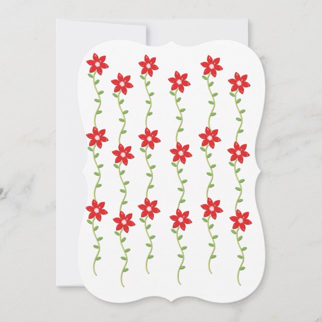Julens Blommigt Poinsettia Flat Greeting Card Kort (Framsida)