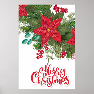 Julens Blommigt Poinsettia Poster