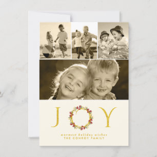Julens Blommigt Utandning Guld Glitter Fotokollage Julkort