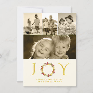Julens Blommigt Utandning Guld Glitter Fotokollage Julkort