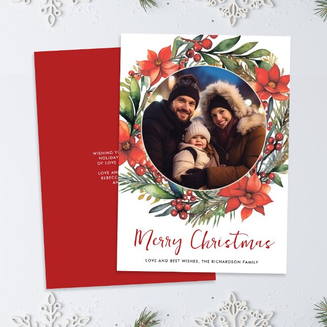 Julens Blommigt Utandningsportet Fotokort Julkort (Skapare uppladdad)