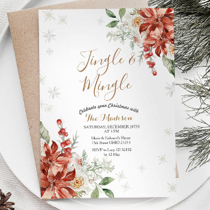 Julens Blommigt Winter Jingle & Mingle Snöflingor Inbjudningar