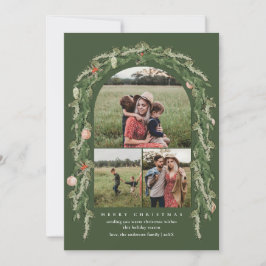 Julens botaniska och Blommigt Greenery Photo Card Julkort