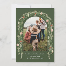 Julens botaniska och Blommigt Greenery Photo Card