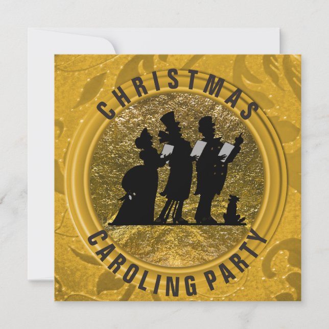 Julens Caroling Elegant Black Guld Inbjudningar (Framsida)