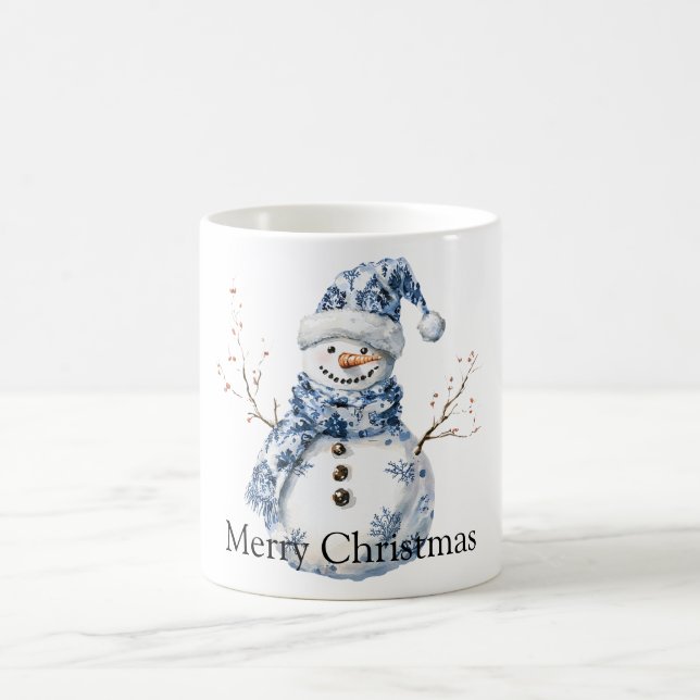 Julens Chic Blue White Snögubbe Kaffemugg (Center)