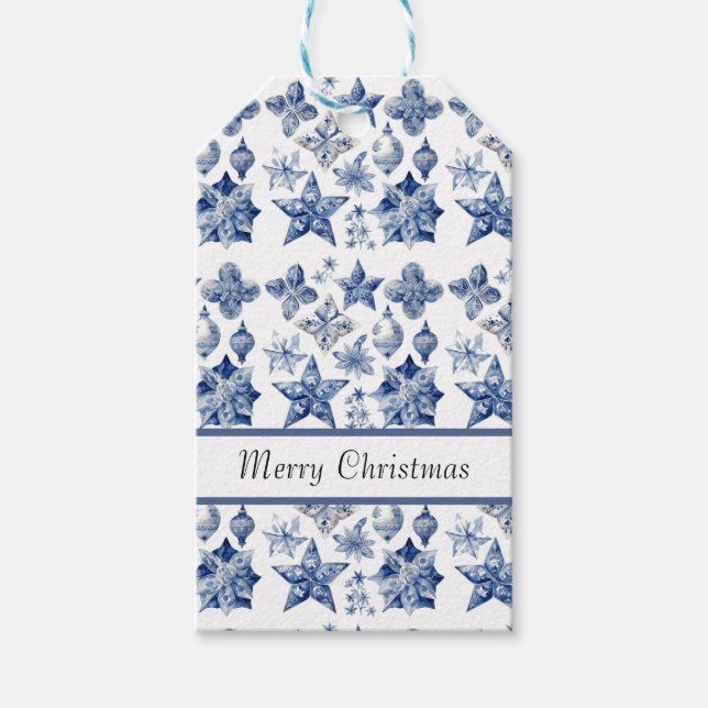 Julens dekoration i Delft Blue-anpassadet Presentetikett (Framsidan)