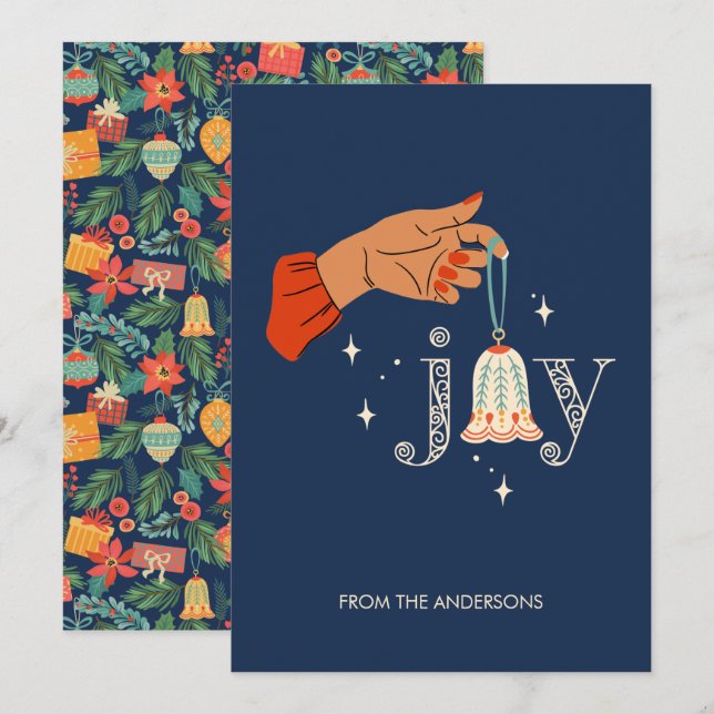 Julens dekorerade Joy Helgdag Card Julkort (Fram/baksida)