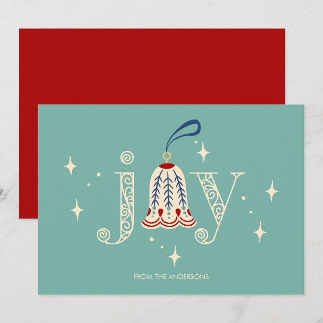 Julens dekorerade Joy Helgdag Card Julkort (Fram/baksida)