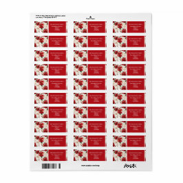 Julens Elegant Blommigt Röda Grönten Mönster adres Returadress Etikett