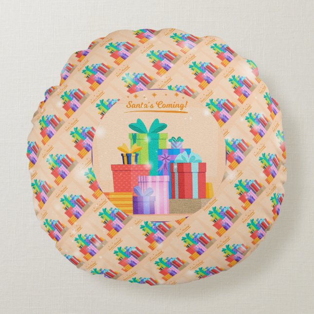 Julens Elegant Gift Rund Kudde (Framsidan)