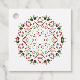 Julens Elegant Holly Berries Pinecones Modern Gåvor Etiketter