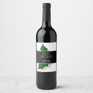 Julens Elegant Holly Träd Berry Personalizable Vinflaska Etikett